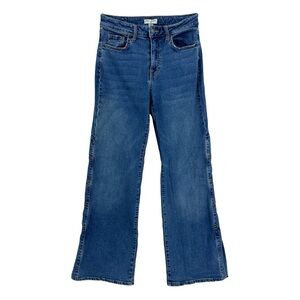 NILI LOTAN Jeans Distressed Buttons Slit on Side Flared Y2K Blue